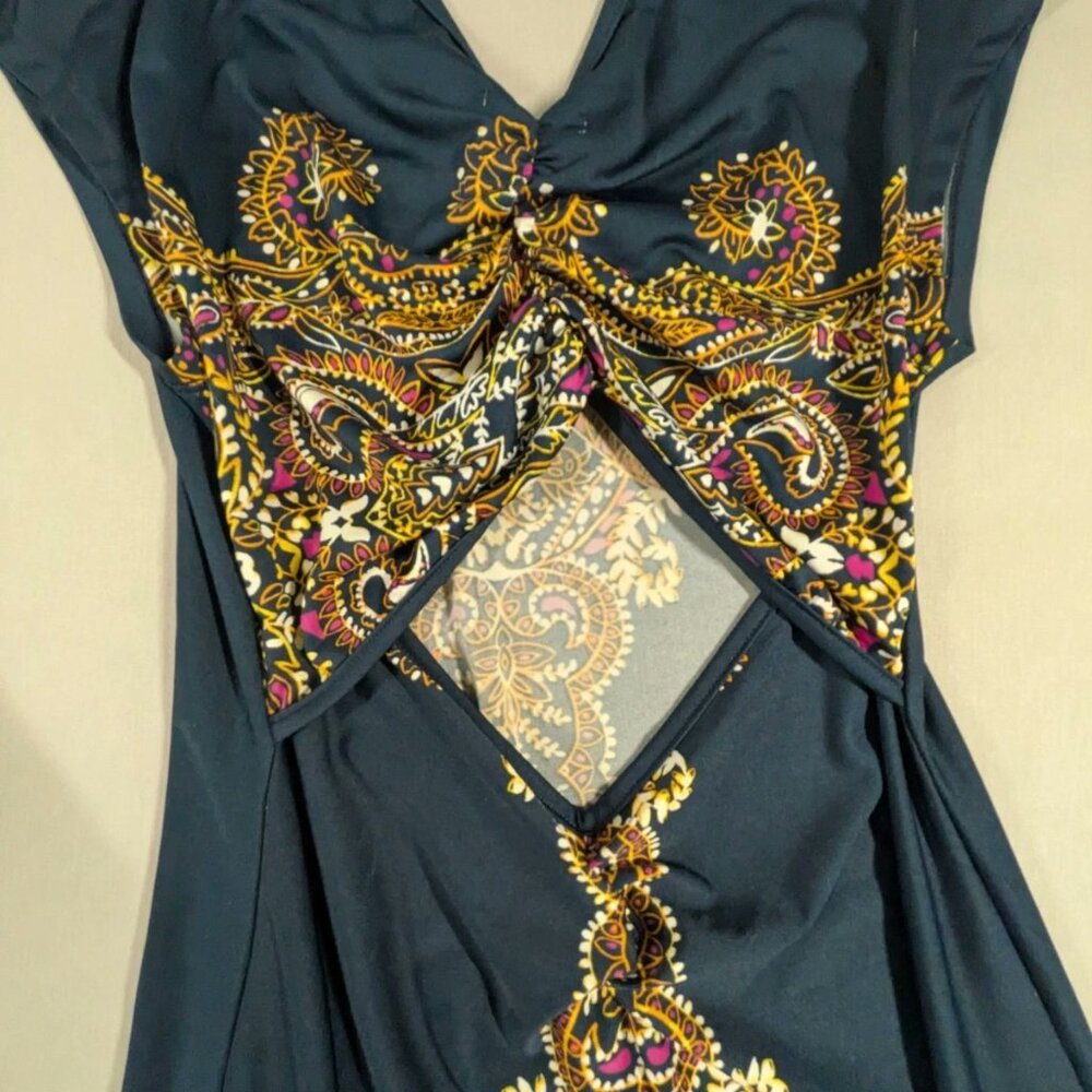 Bailey Blue Sz M Maxi Blue Bohemian Dress With Open Back - Picture 3 of 6